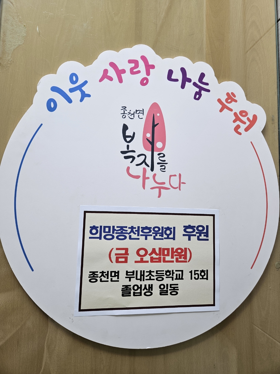 13. 종천면 부내초등학교 15회 졸업생,희망종천후원회에 성금 전달
